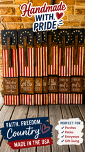 Load image into Gallery viewer, Patriotic Porch Leaner with Cross | American Flag Porch Decor