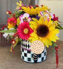 Load image into Gallery viewer, Mackenzie Childs inspired watering can floral arrangement