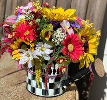 Load image into Gallery viewer, Mackenzie Childs inspired watering can floral arrangement