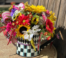 Load image into Gallery viewer, Mackenzie Childs inspired watering can floral arrangement