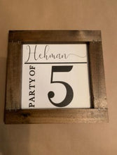 Load image into Gallery viewer, Party of Family name sign
